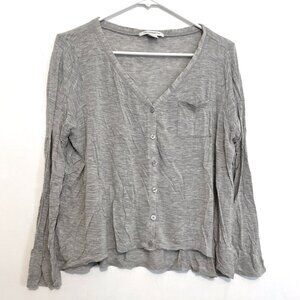 LIZ CLAIBORNE Light Heather Heathered Gray Button Down Cardigan Sweater / Shirt